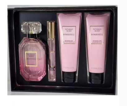 Estuche Victoria's Secret Bombshell Mujer 4pzs EDP 100ml+7ml+Crema+Gel De Baño